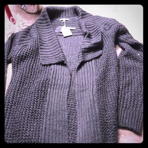 NWT long grey sweater w Sequins cardigan style